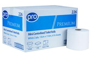 Mini Centrefeed Toilet Rolls 13cm x 110m