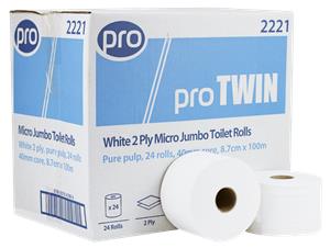 Micro Jumbo 2 Ply White Toilet Tissue 100m