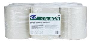 AGRI 3 Ply Sand Dairy Wipe Centrefeed Roll 22cm x 114m 