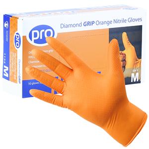 Diamond Grip Orange Nitrile Gloves - 50 Pack